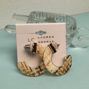 LC Casual Retro Striped Acrylic Half Moon Post Earrings